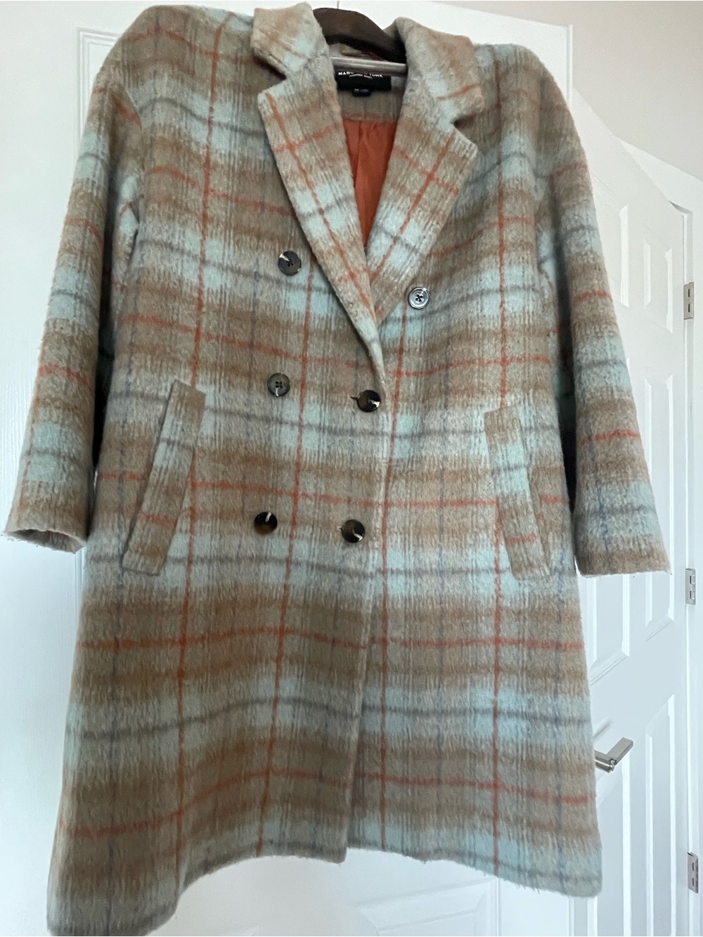 Andrew Marc New York Muted Plaid Wool Blend Coat M Relaxed Fit